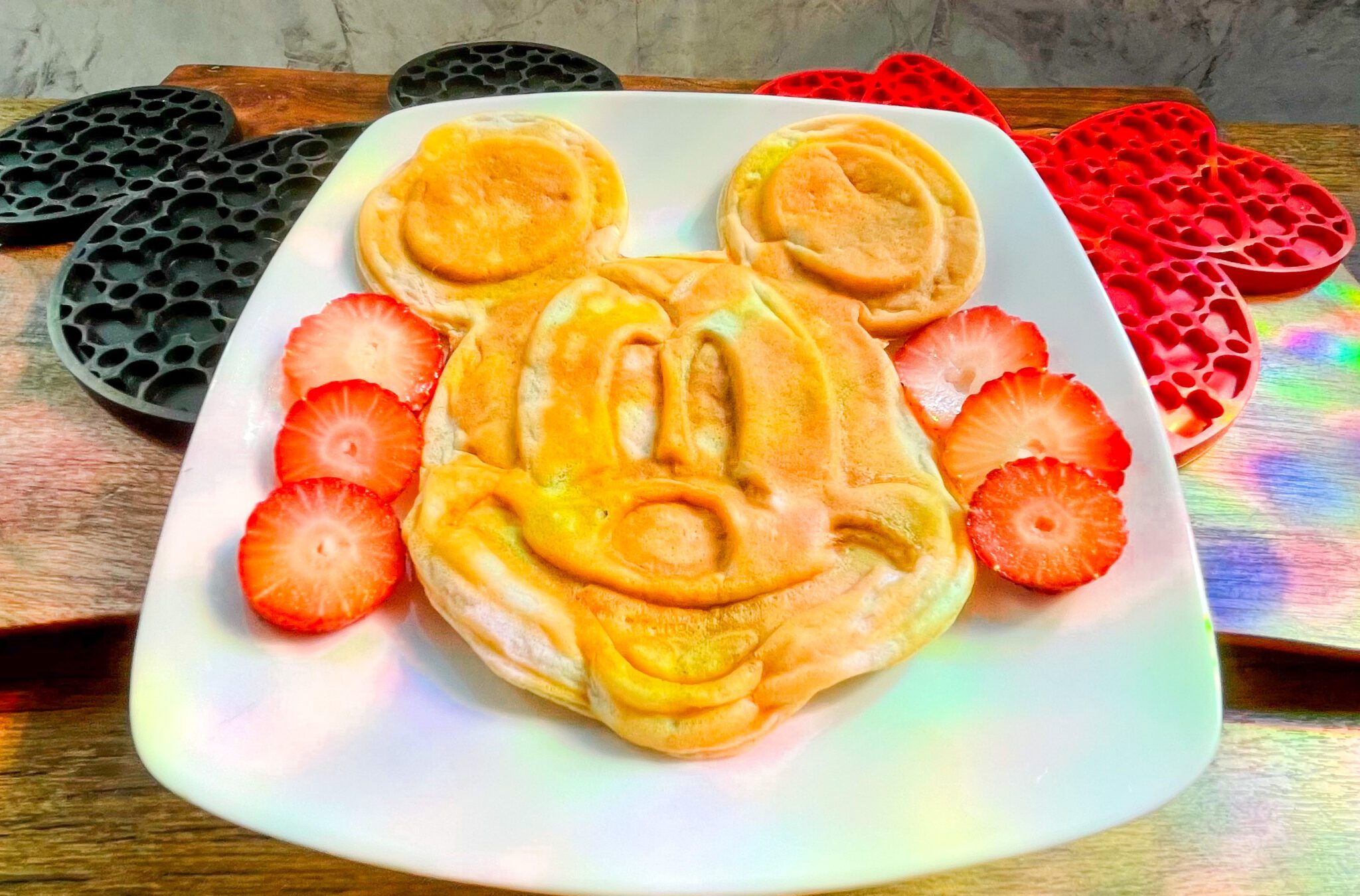 Waffles de harina de avena de Mickey Mouse
